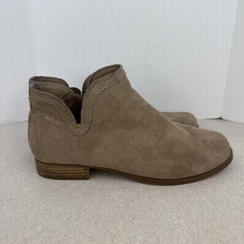 Women's Koolaburra Tan Leather Ankle Bootie Size 8 Zipper Block Heel